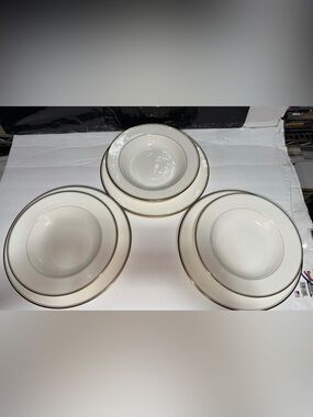 Mikasa Ivory Porcelain Bowls with Gold and Black Trim